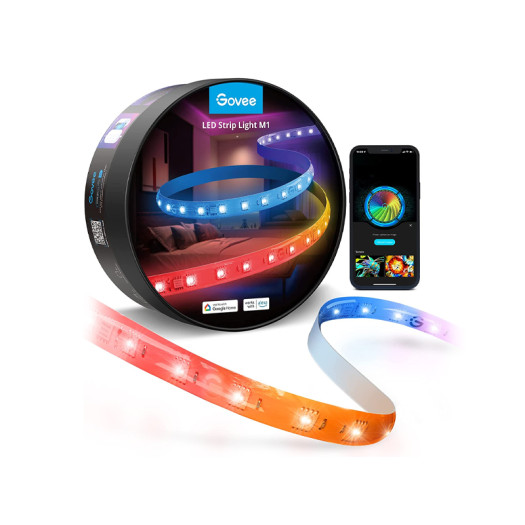 Govee LED Strip Light M1 Matter Compatible, 4-in-1 RGBIC+ Technology, 60 LEDs/m, M1 Matter Compatible, 2.4GHz Wi-Fi + Bluetooth Connectivity, 5m Length | H61E02D1